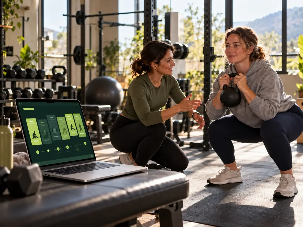 La plataforma arma el plan semanal mientras la coach entrena a otra persona